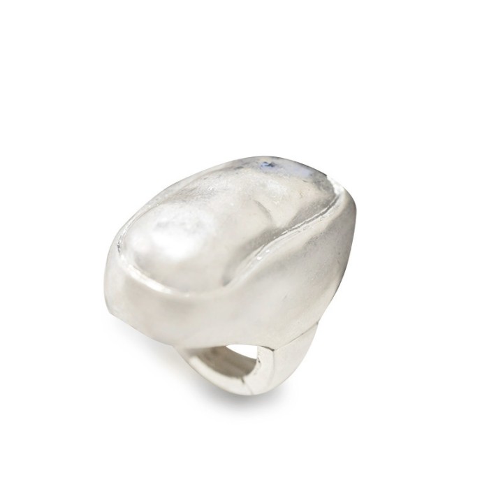 Grande Anello Elastico Argento Irregolare