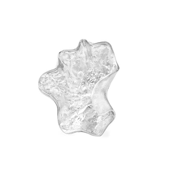 Grande Anello Argento Elastico Foglia Rugosa