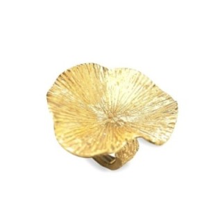 Grande Anello Oro Giallo Elastico Foglia Di Loto
