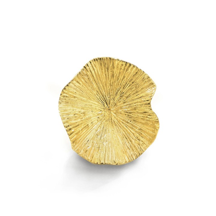 Grande Anello Oro Giallo Elastico Foglia Di Loto