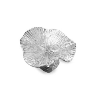Grande Anello Argento Elastico Foglia Di Loto