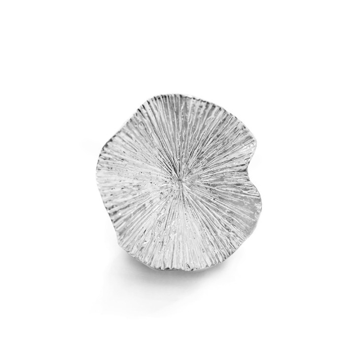 Grande Anello Argento Elastico Foglia Di Loto