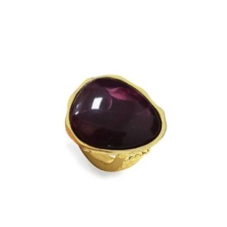 Grande Anello Elastico In Resina con Pietra Viola