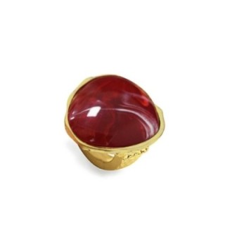 Grande Anello Elastico In Resina con Pietra Rosso