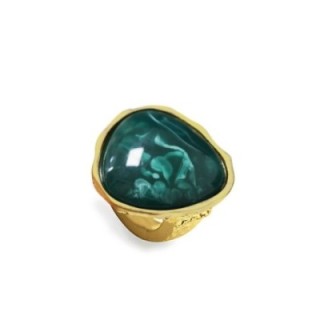 Grande Anello Elastico In Resina con Pietra Verde