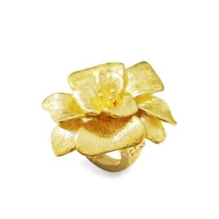 Grande Anello Elastico con Fiore Oro Giallo
