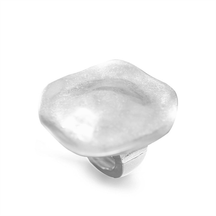Grande Anello Elastico con Disco Argento