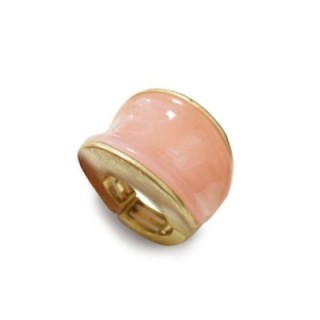 Grande Anello Elastico A Sella In Resina Pietra Rosa
