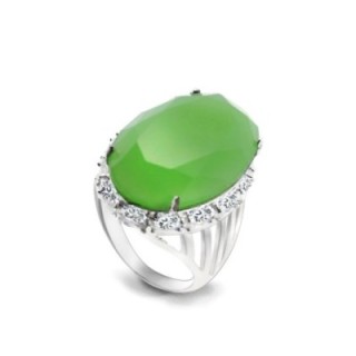Anello Ovale In Vetro Verde