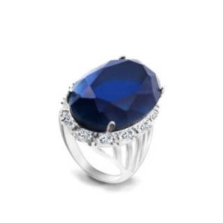 Anello Ovale In Vetro Blu