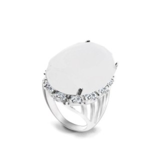 Anello Ovale In Vetro Bianco