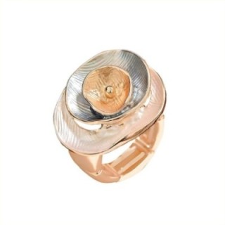 Anello Elastico Smaltato con Strati Irregolari Beige