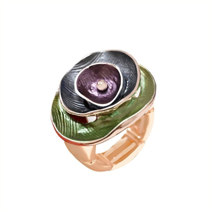 Anello Elastico Smaltato con Strati Irregolari Verde