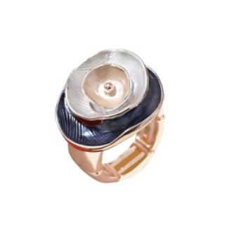 Anello Elastico Smaltato con Strati Irregolari Blu