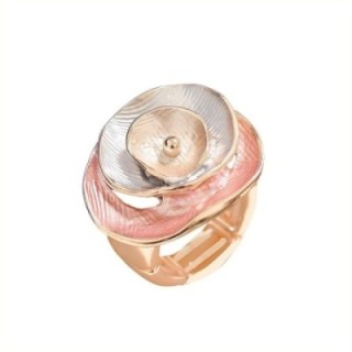 Anello Elastico Smaltato con Strati Irregolari Rosa