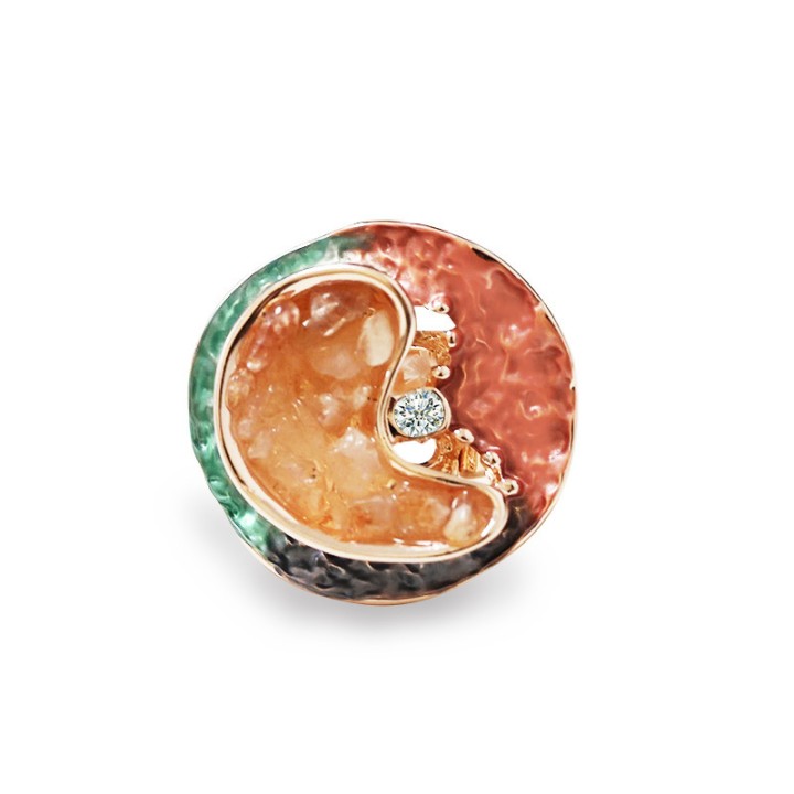 Anello Elastico Smaltato con Pietre E Strass Multicolore