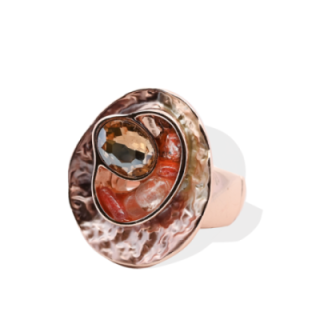 Anello Elastico Smaltato con Pietre E Cristallo Caffè