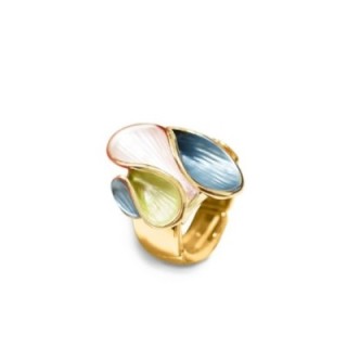 Anello Elastico Smaltato con Linea Sinuosa Multicolore