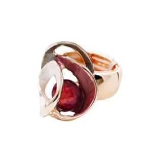 Anello Elastico Smaltato con Cristallo Rosso