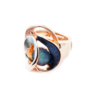 Anello Elastico Smaltato con Cristallo Blu