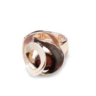 Anello Elastico Smaltato con Cristallo Caffè