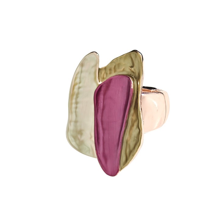 Anello Elastico Scudo Smaltato Fucsia