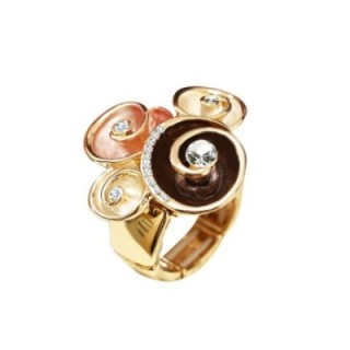 Anello Elastico Quattro Spirali Smaltati con Strass Caffè