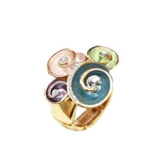 Anello Elastico Quattro Spirali Smaltati con Strass Multicolore