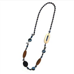 Collana Bijoux Lunga Tanzania Pietre Cristalli Blu