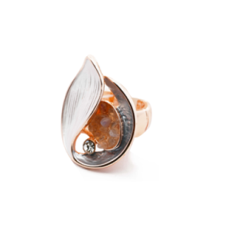 Anello Elastico Foglia Smaltata Z2 Bianco