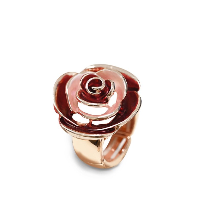 Anello Elastico Fiore Smaltato Z4 Rosso
