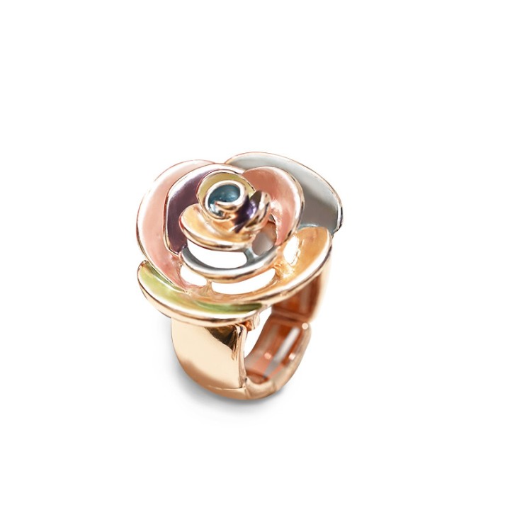 Anello Elastico Fiore Smaltato Z4 Multicolore