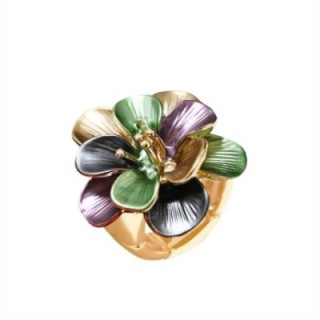 Anello Elastico Fiore Smaltato X2 Verde