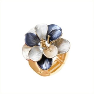 Anello Elastico Fiore Smaltato X2 Blu