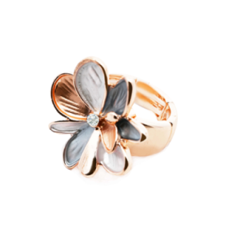 Anello Elastico Fiore Smaltato X3 Grigio