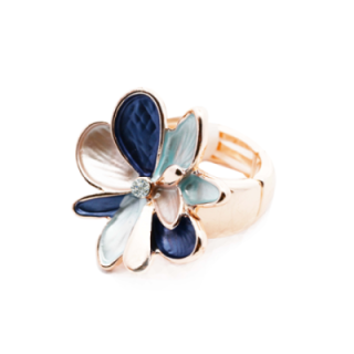 Anello Elastico Fiore Smaltato X3 Blu