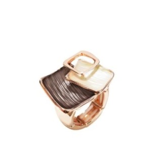 Anello Elastico con Triplo Quadrato Smaltato Caffè