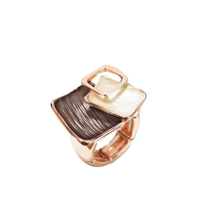 Anello Elastico con Triplo Quadrato Smaltato Caffè