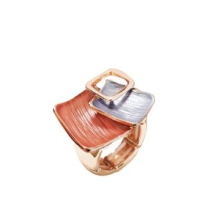 Anello Elastico con Triplo Quadrato Smaltato Arancione