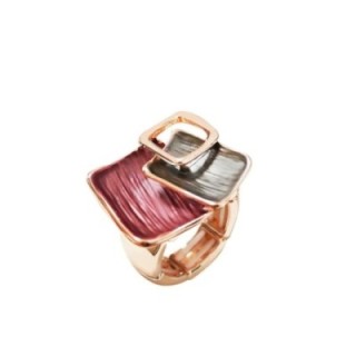 Anello Elastico con Triplo Quadrato Smaltato Rosso