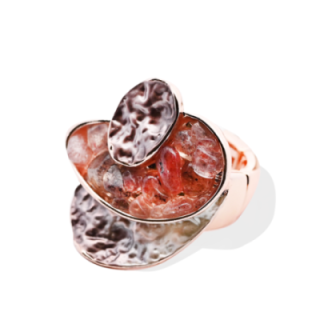Anello Elastico con Parti Smaltati E Pietre Caffè