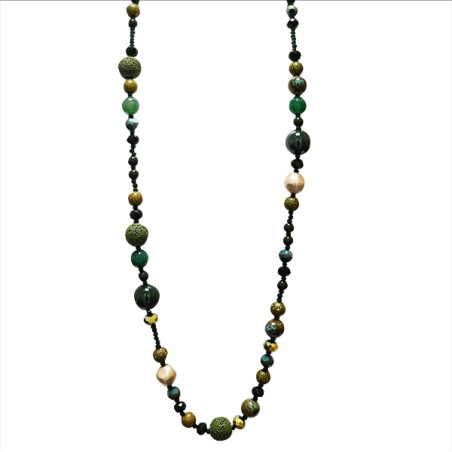 Collana Perline Lunga Namibia Verde