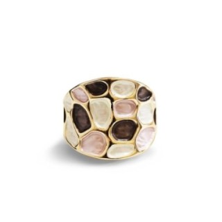 Anello Elastico con Effetto Mosaico Smaltato Caffè