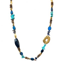Collana Lunga Perline Aurea...