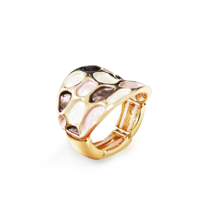 Anello Elastico con Effetto Mosaico Smaltato Caffè