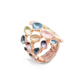 Anello Elastico con Bollicine Smaltate Irregolari Multicolor