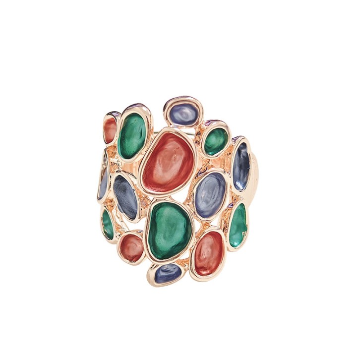 Anello Elastico con Bollicine Smaltate Irregolari Multicolor