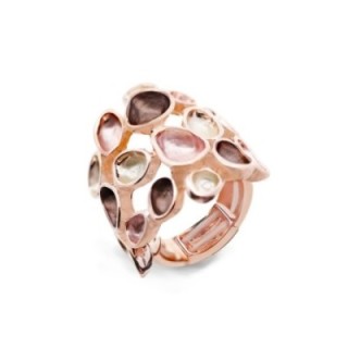 Anello Elastico con Bollicine Smaltate Irregolari Caffè