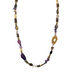 Collana Lunga Perline Aurea...