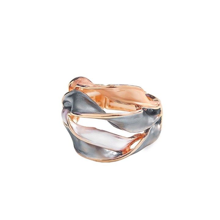 Anello Elastico A Striscia Ondulata Smaltata Grigio